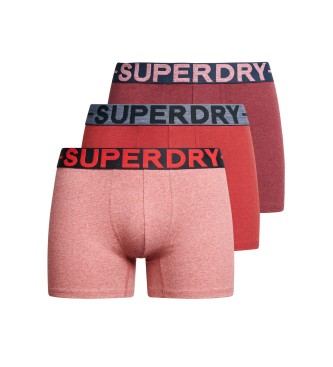 Superdry Pack de 3 cuecas boxer em algodo orgnico vermelho