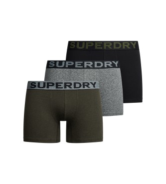 Superdry Pack 3 Boxers Marca verde, cinzento, preto