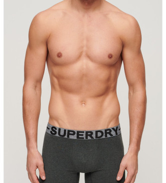 Superdry Confezione da 3 boxer di marca grigi