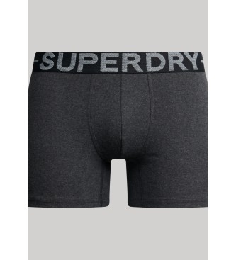 Superdry Confezione da 3 boxer di marca grigi