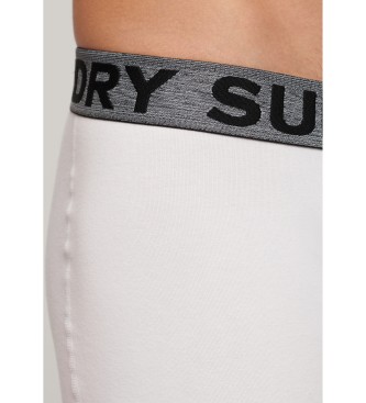 Superdry Confezione da 3 boxer di marca grigi, bianchi, neri