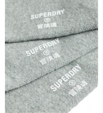 Superdry Lot de chaussettes de sport en coton biologique gris