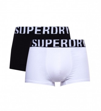 Superdry Pack de dos calzoncillos de algodn orgnico con logotipo blanco, negro