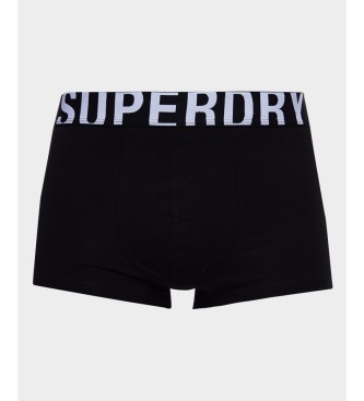 Superdry Frpackning med tv boxershorts med vit logotyp, svart