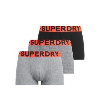 Superdry Paket 3 boksarskih hlač Marca siva, črna
