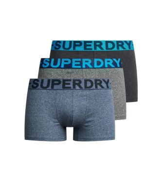 Superdry Confezione da 3 boxer in cotone organico grigi e blu