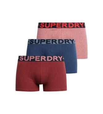 Superdry Pakke med 3 boxershorts i kologisk bomuld rdbrun, bl