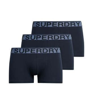 Superdry Pakke med 3 marinebl boxershorts i kologisk bomuld