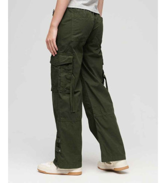 Superdry Široke tovorne hlače z nizkim pasom, zelene