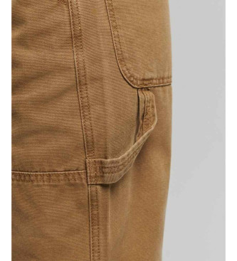 Superdry Rjave tesarske hlače s širokimi nogami