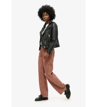 Superdry Pantalon en velours ctel  taille moyenne marron