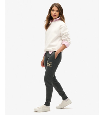 Superdry Tight sittande joggingbyxor med metallic Luxe-logotyp gr