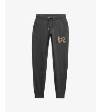 Superdry Tight-fitting jogger trousers with metallic Luxe logo grey