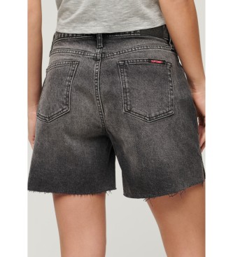 Superdry Black cropped mid-rise shorts