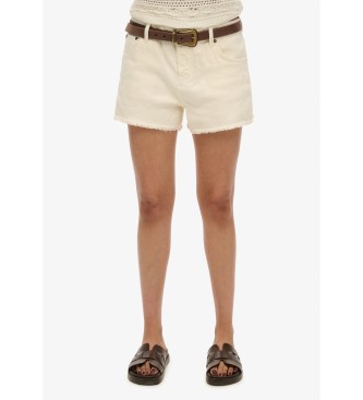 Superdry Hot denim mid-rise white shorts