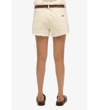 Superdry Hot denim mid-rise white shorts