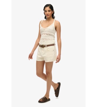 Superdry Hot denim mid-rise white shorts