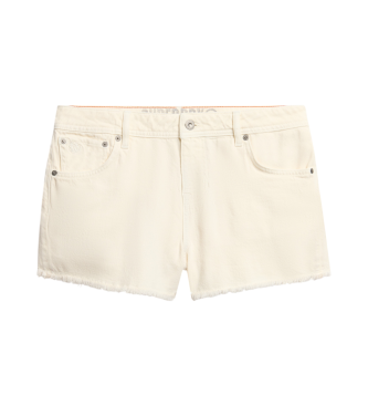 Superdry Hot denim mid-rise white shorts