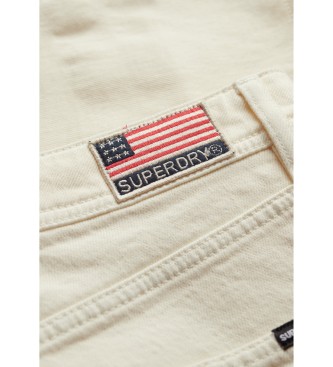 Superdry Hot denim mid-rise white shorts