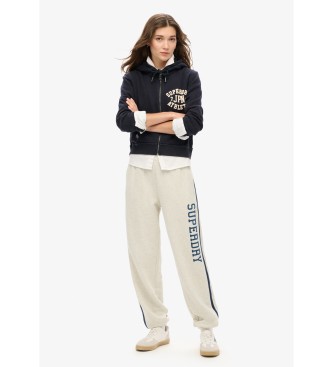 Superdry Pantaloni da jogging a righe laterali grigie Vingate