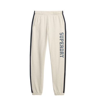 Superdry Pantaloni da jogging a righe laterali grigie Vingate