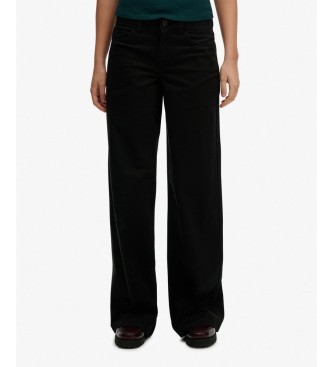 Superdry Pantalon Mid Rise Baggy noir