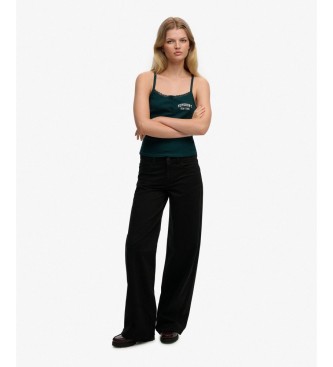 Superdry Pantalon Mid Rise Baggy noir