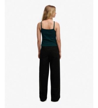 Superdry Pantalon Mid Rise Baggy noir