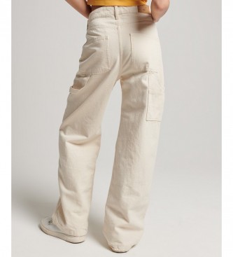 Superdry Organic cotton carpenter's baggy trousers Vintage off white