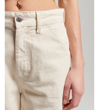 Superdry Spodnie typu baggy z bawełny organicznej w stylu vintage w kolorze złamanej bieli