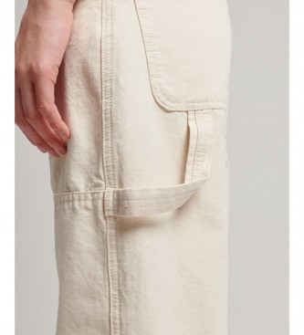 Superdry Pantaloni a gamba larga Carpenter in cotone biologico vintage Off-White