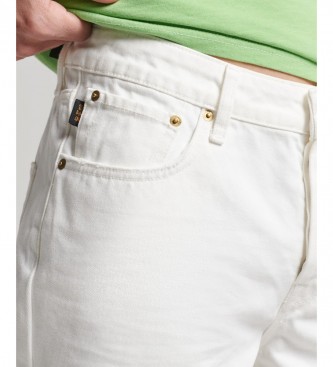 Superdry Pantalones cortos de corte recto de algodn orgnico Vintage blanco