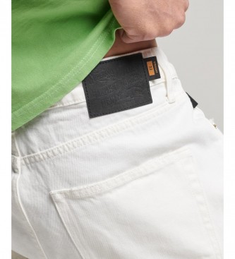 Superdry Pantalones cortos de corte recto de algodn orgnico Vintage blanco