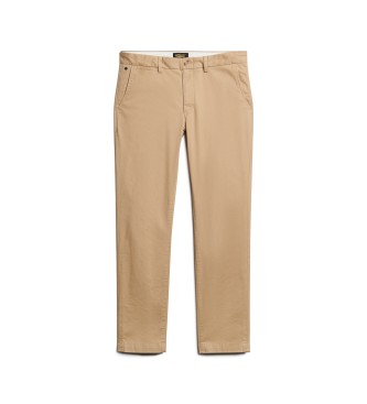 Superdry Brązowe spodnie chino slim fit