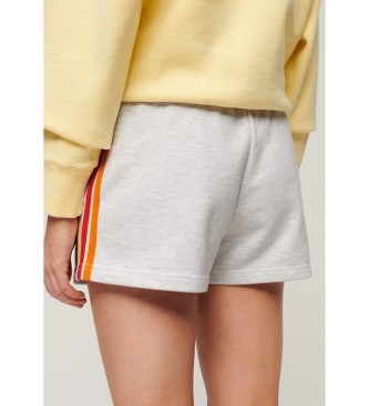 Superdry Pantaloncini grigi a righe con logo arcobaleno