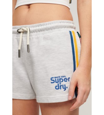 Superdry Pantaloncini grigi a righe con logo arcobaleno
