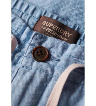 Superdry Pantaln corto de Lino azul