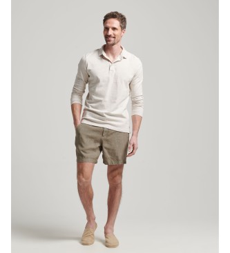 Superdry Bruine overgeverfde linnen shorts