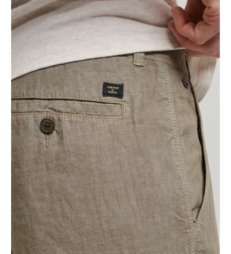 Superdry Kratke hlače iz rjavega prebarvanega platna