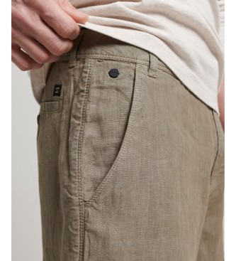 Superdry Kratke hlače iz rjavega prebarvanega platna
