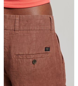 Superdry Lanene kratke hlače rjave barve