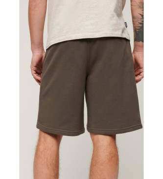 Superdry Pletene kratke hlače z logotipom Essential Brown