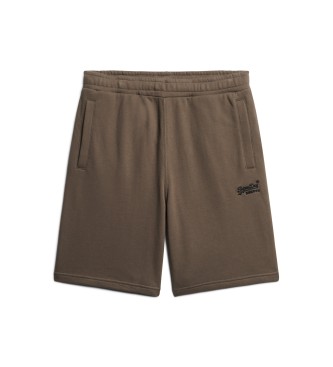 Superdry Pletene kratke hlače z logotipom Essential Brown