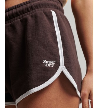 Superdry Knitted shorts with logo Vintage Logo Racer logo brown