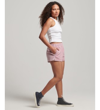 Superdry Velvet shorts with pink S logo