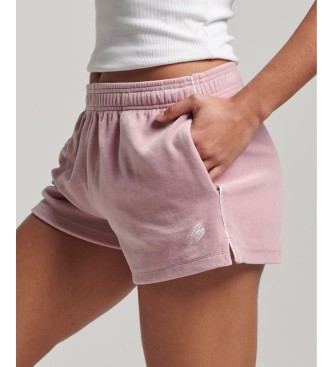 Superdry Pantaloncini in velluto con logo S rosa
