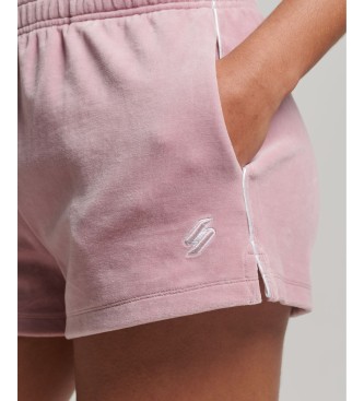 Superdry Velvet shorts with pink S logo