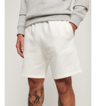 Superdry Pantaln corto sueltos con detalle en relieve Sportswear blanco