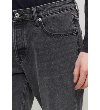 Superdry Ravne kratke hlače iz džinsa črne barve