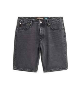 Superdry Pantaln corto vaquero recto negro